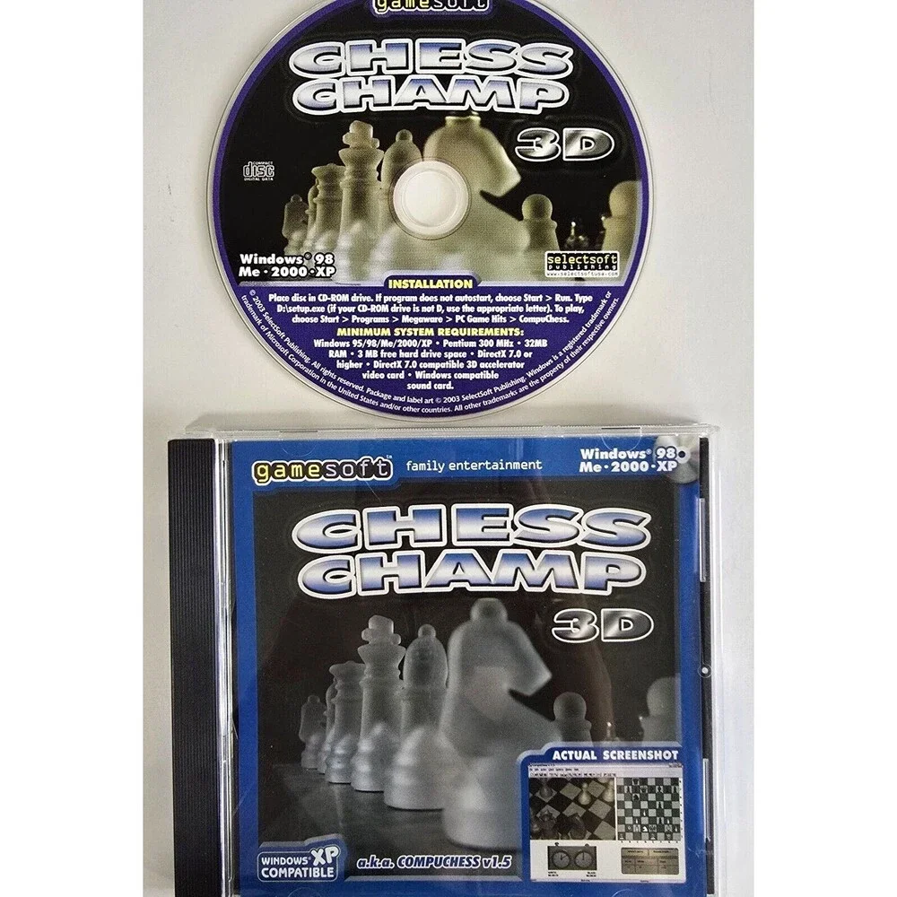 3D CHESS CHAMP PC Game By Gamesoft CD-Rom For Windows 98, XP, 2000, Me